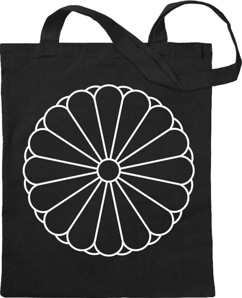 Kiwistar - Baumwolltasche - schwarz - Japan Wappen - Tragetasche Stoffbeutel Umhängetasche langer Henkel