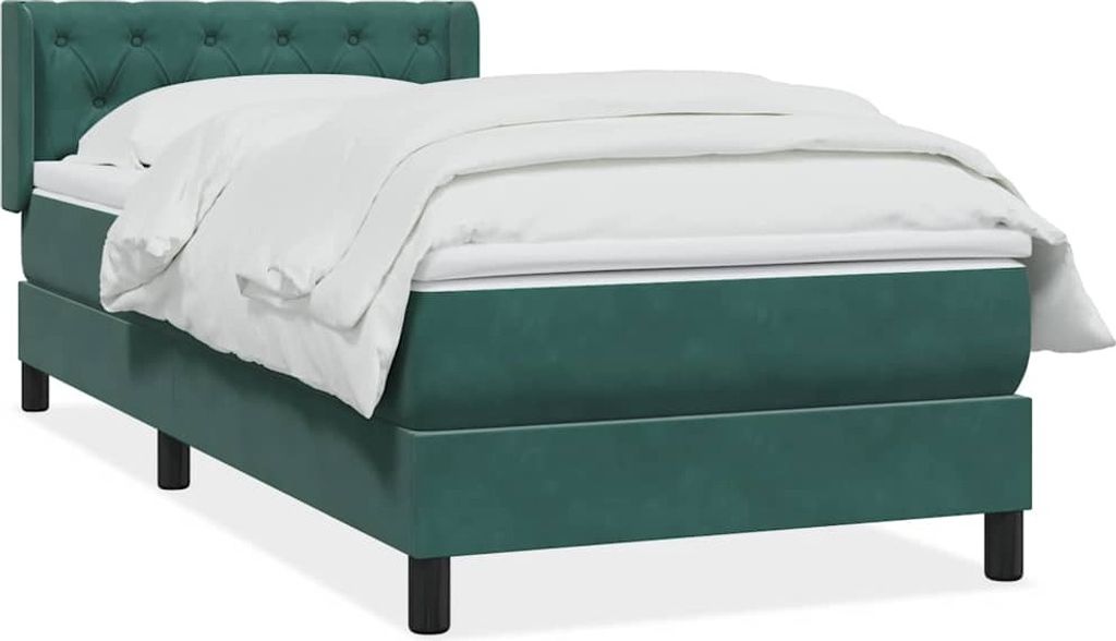 Boxspringbett mit Matratze Dunkelgrün 80x220 cm Samt, Klassische Betten DesignMöbel