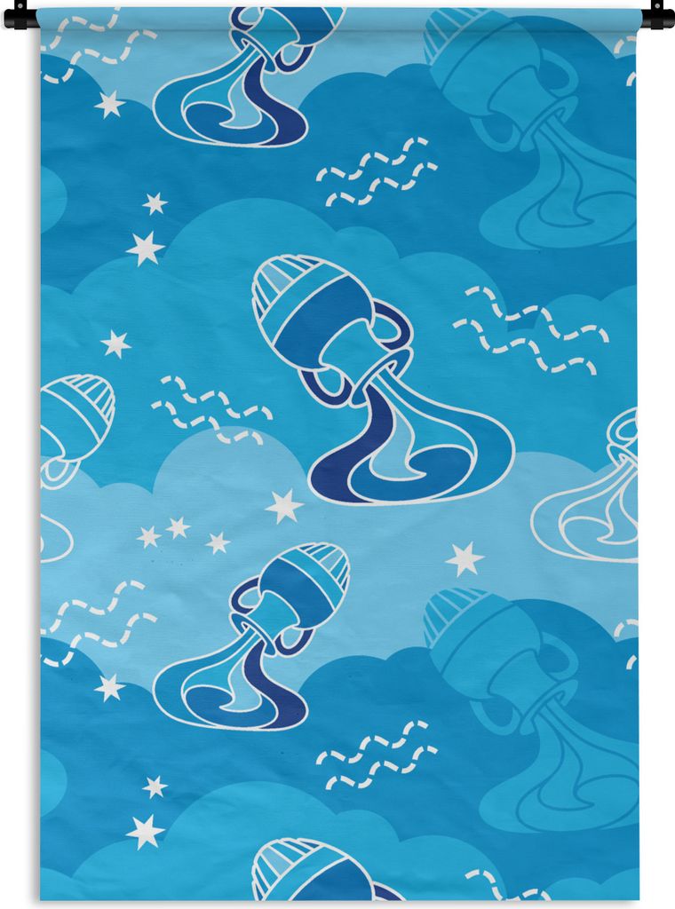 MuchoWow Wandteppich Wandbehang Wassermann - Design - Tierkreiszeichen 90x135 cm Tapisserie Dekoration Wandtuch - Baumwolle - Wandskulptur