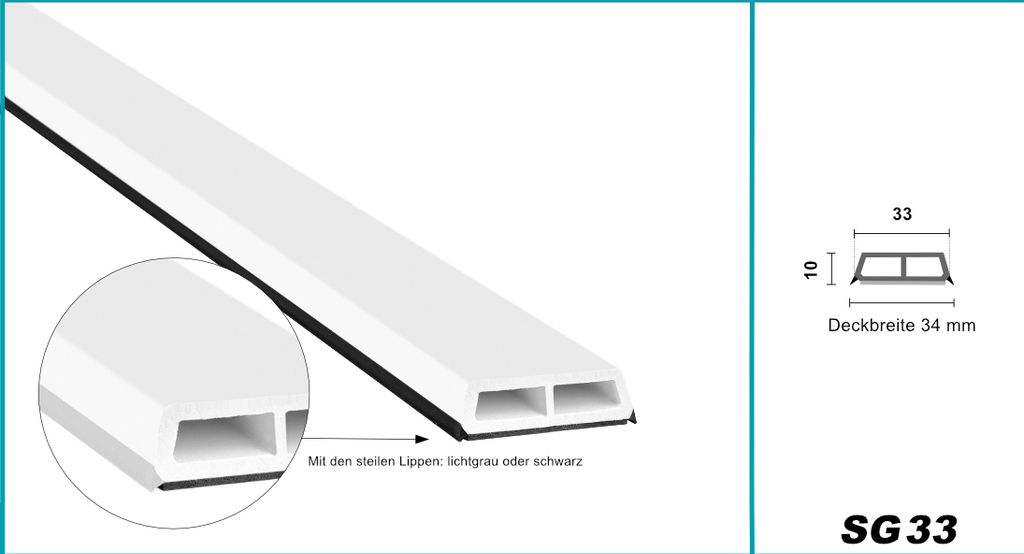HEXIM Fenstersprossen weiß 1 & 2 Meter - selbstklebende Glassprossen aus PVC Kunststoff, Dichtungslippen(steil & ausgestellt) in grau und schwarz ...
