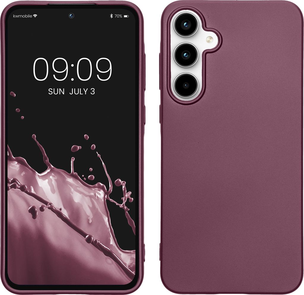 kwmobile Case kompatibel mit Samsung Galaxy A55 5G Hülle - Schutzhülle aus Silikon metallisch schimmernd - Handyhülle Metallic Lavendel