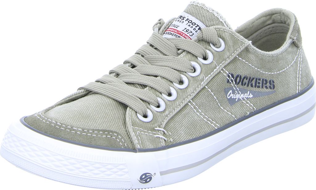 A single green canvas sneaker is shown from a slightly angled side view against a white background.