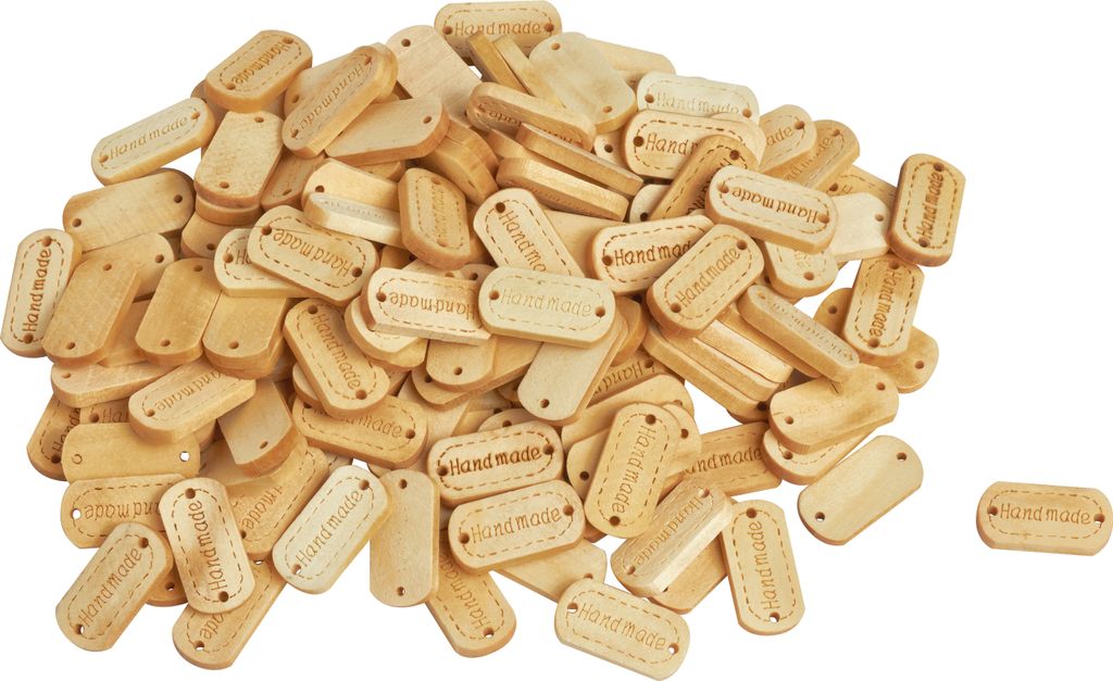 VBS XXL Holzlabels Handmade 150 Stk 1.2x2.3 cm Öse 1.7 mm Produktbild 