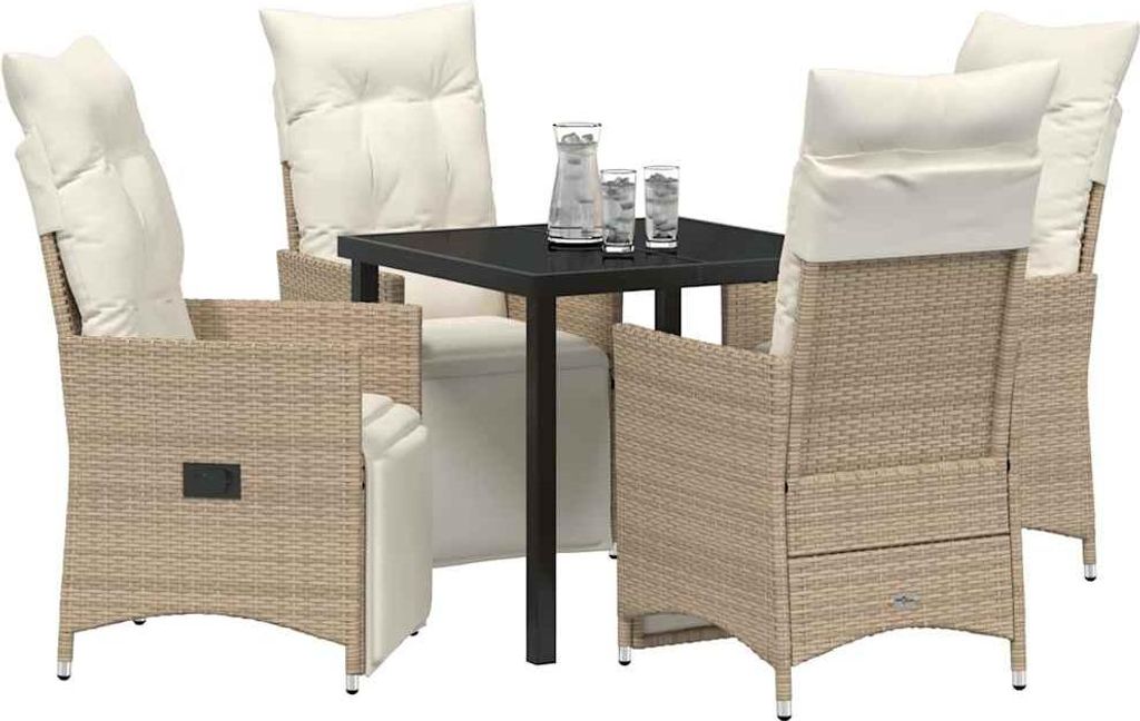 Garten Essgruppe mit Kissen 5 pcs Beige Poly-Rattan