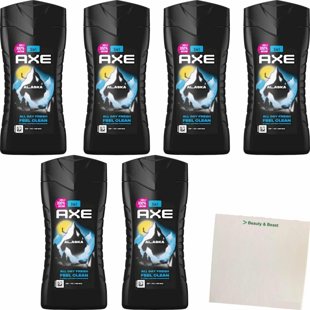 Axe Duschgel Alaska Refreshing 6er pack (6x250ml Flasche) + usy Block