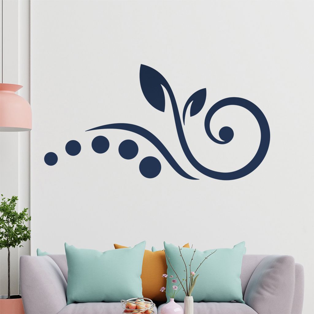Blume - Linien Punkte Wandtattoo in 6 Größen - Wandaufkleber Wall Sticker - Dekoration, Küche, Wohnzimmer, Schlafzimmer, Badezimmer