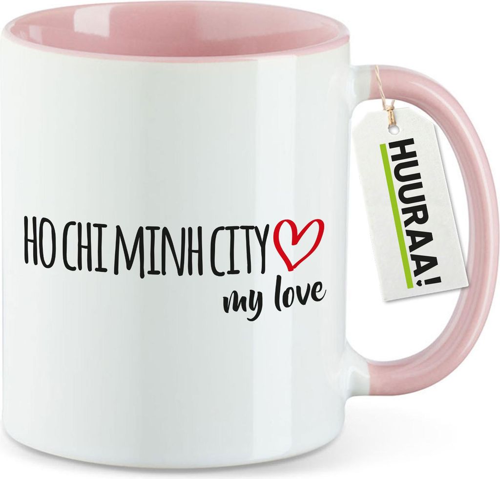 Huuraa Kaffeetasse Ho Chi Minh City my love 330ml Rosa Keramik Kaffeebecher Geschenkidee
