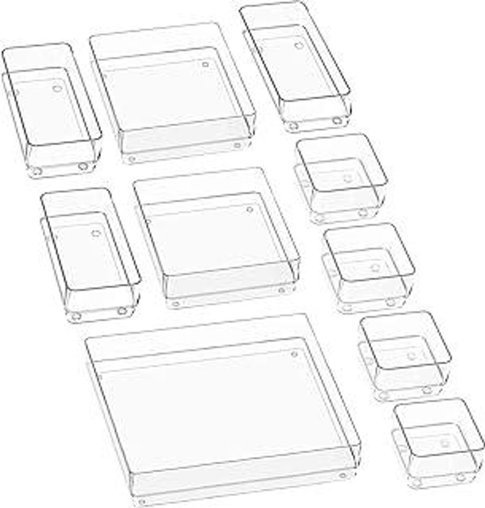 Puricon 10 Stück Schubladen Ordnungssystem/Organizer Plastik Schubladeneinsatz Tablett Schubladen Veranstalter Aufbewahrungsbox für Make-up Kosme...