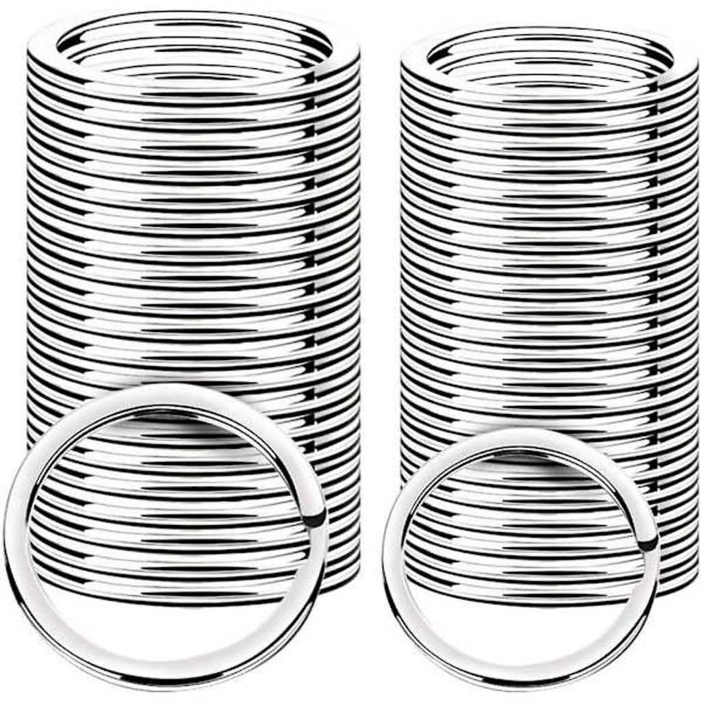 Schlüsselringe, 100 Stück flache Spaltringe, Größen 25 mm und 28 mm, Metallringe für Hausschlüssel und Bastelarbeiten