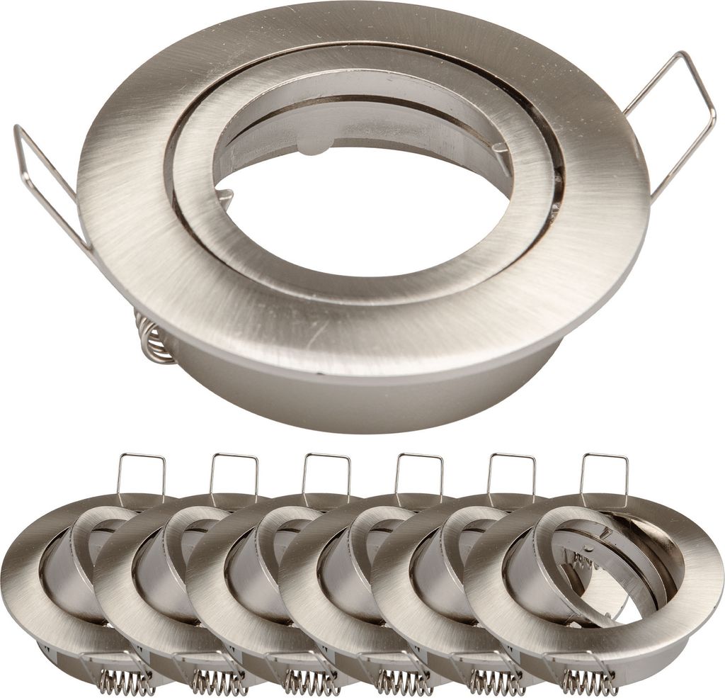 6x Einbaurahmen GU10 SET Satin-Nickel 818-SN Ø65 mm IP20