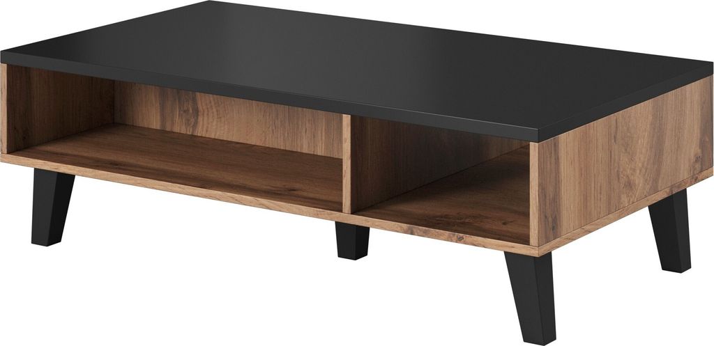 Furniture24 Couchtisch Lotta 110 Cm Breit Sofatisch Beisteltisch Wotan Eiche/Schwarz