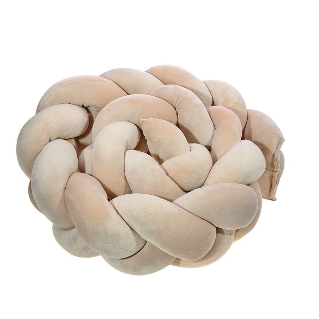 LuMali - Kinderbett Umrandung 2,10 m, Bettschlange Geflochten Baumwolle, Baby geflochten Bettumrandung, Gitterbett Umrandung - Stillkissen - beige