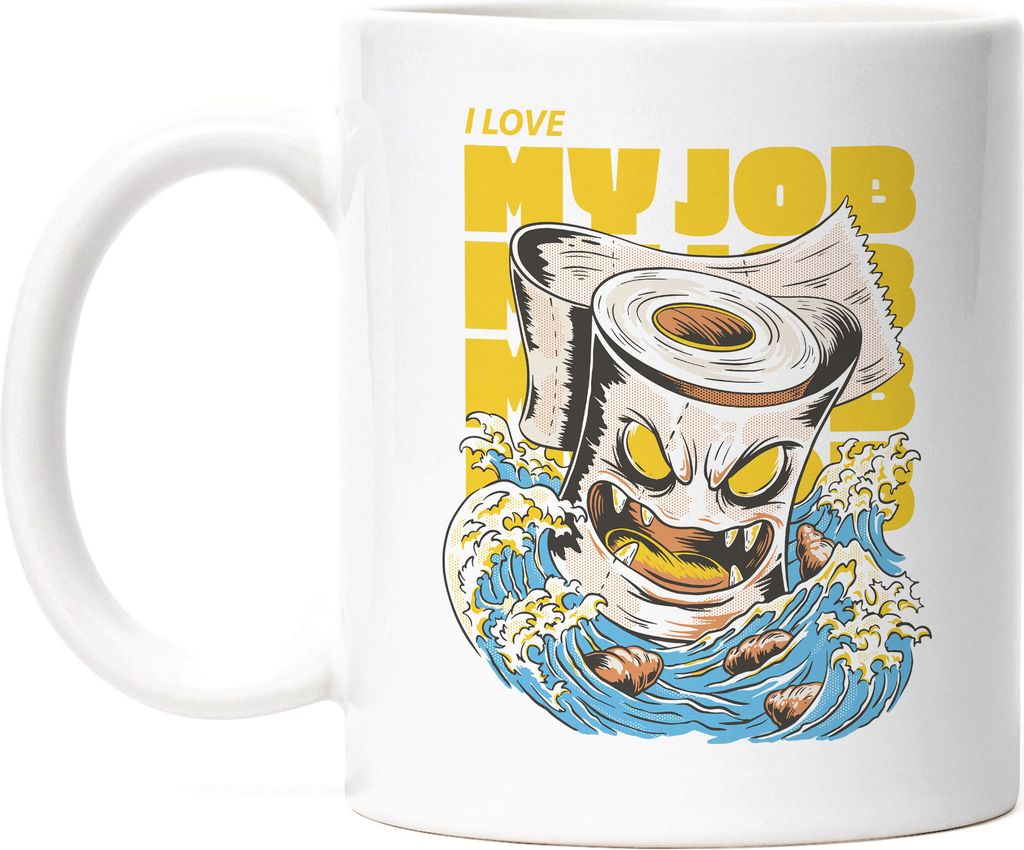 Klopapier Tasse Weiß Scheiße Love Job Aufgabe Toilettengang WC Toilette Toilettenpapier Toilette Business