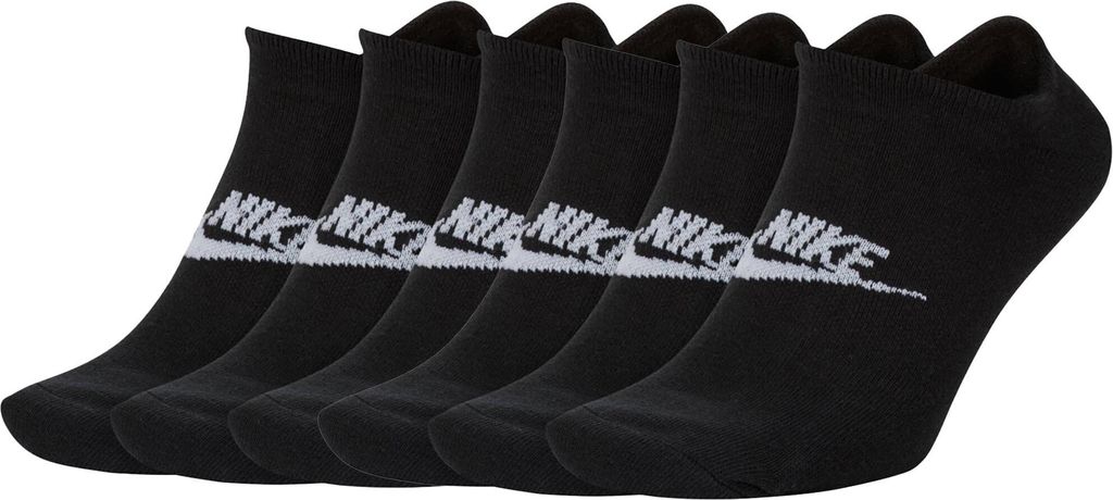 NIKE Uni 6er Pack Sneaker Sportsocken - Everyday Essential, Logo, einfarbig Schwarz 38-42