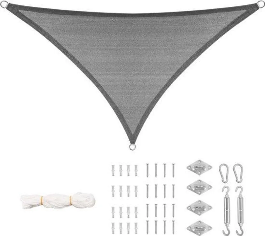 Voile d'ombrage triangulaire HDPE résistante aux UV et translucide grise