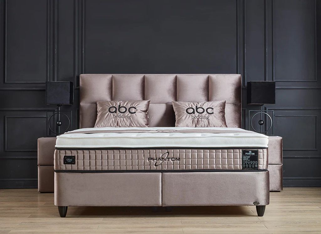 Boxspringbett Phantom 120 x 200 cm Beige Voll-orthopädisches Komfortbett mit Bettkasten, Stauraum, inkl. Lieferung und Montage