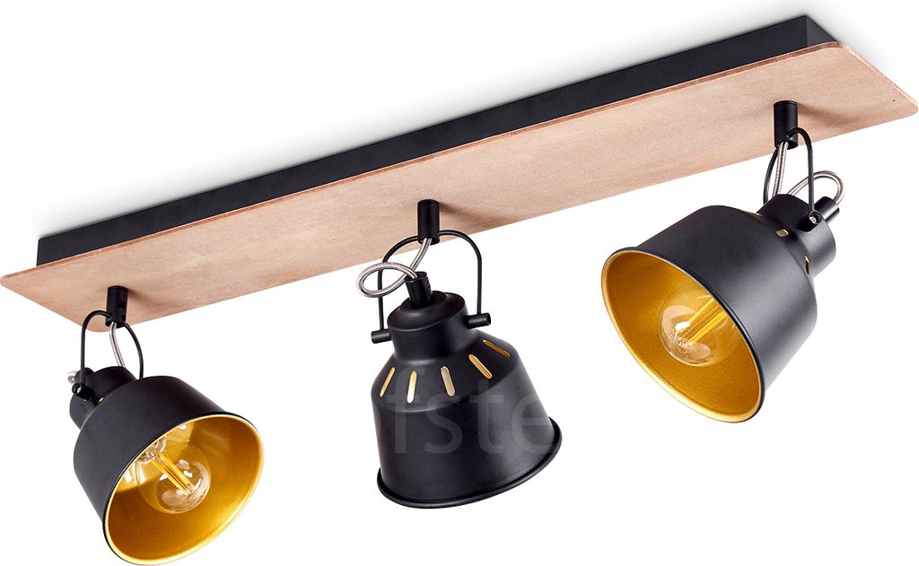 Rimini »Rimini« verstelllbare Deckenlampe, Metall/Holz, Schwarz/Chromfarben