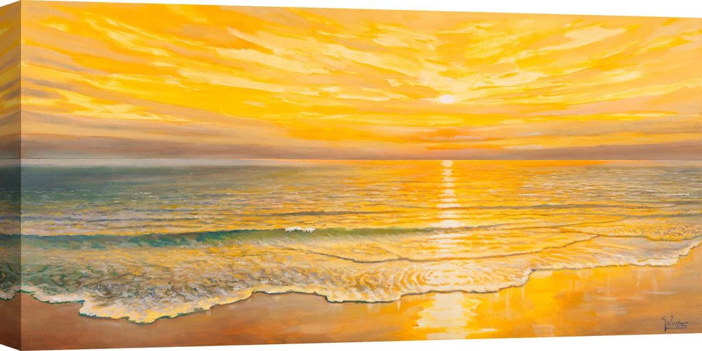 Leinwandbilder, Meereslandschaft - Adriano Galasso – Goldener Sonnenuntergang – 120 x 60 cm