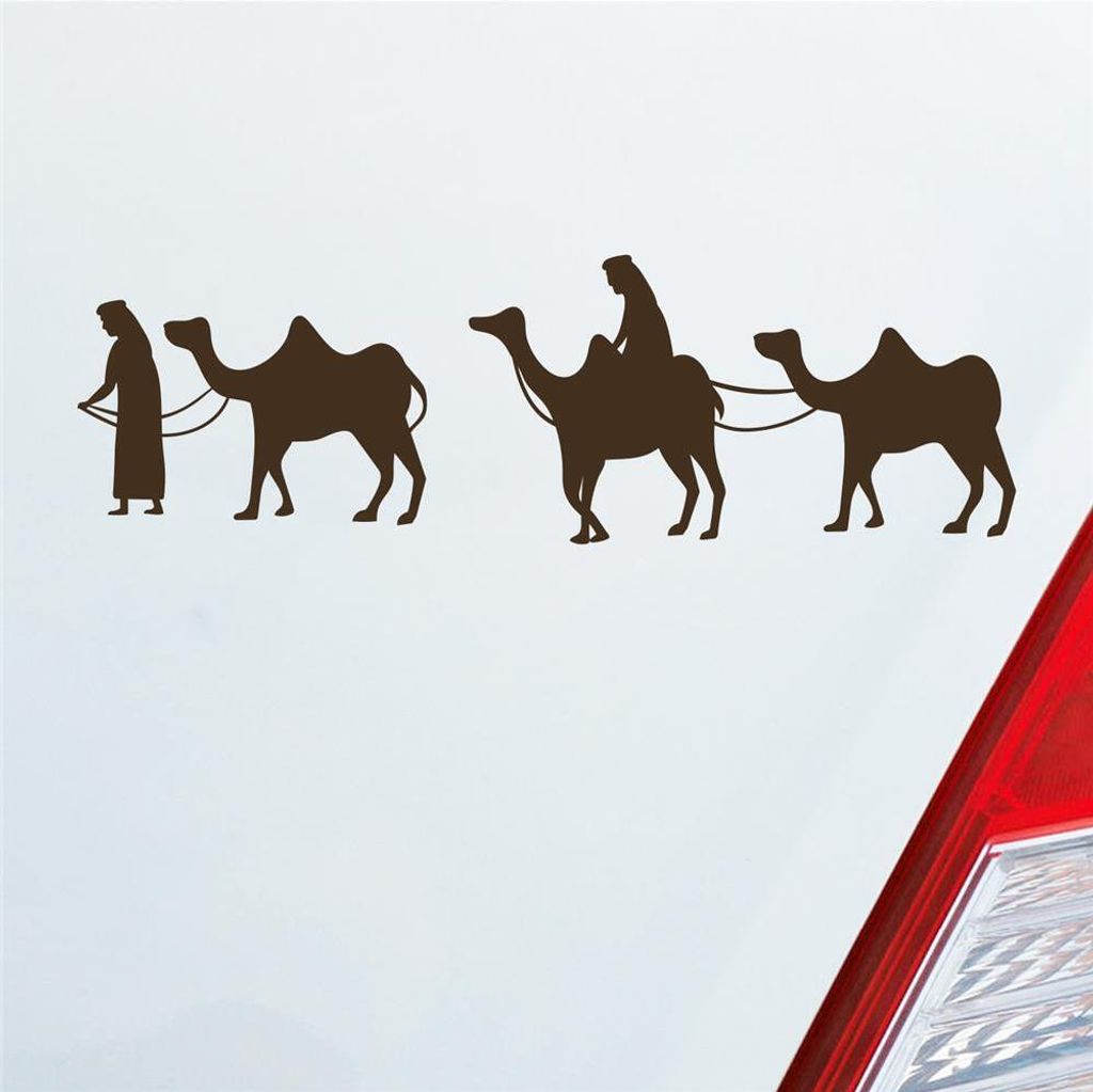 Auto Aufkleber Ägyptische Karawane Caravan Ägypten Egypt Car 19x6 cm Braun Sticker Heckscheibenaufkleber