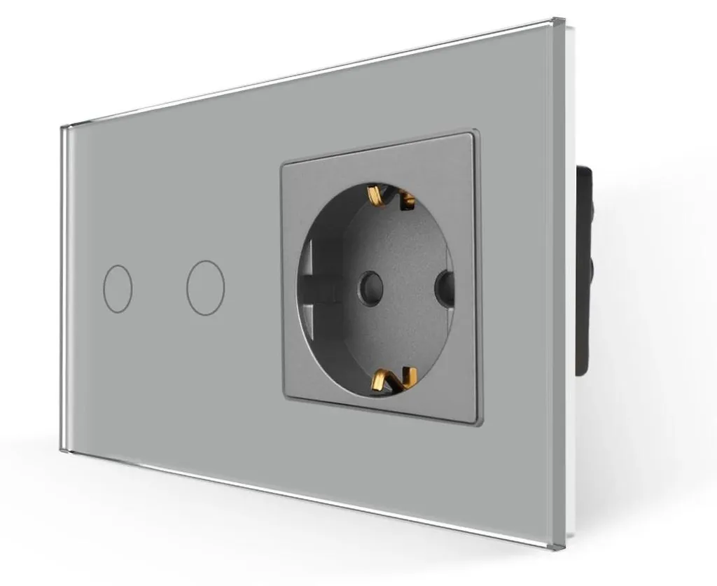 Interrupteur tactile haut de gamme gris avec façade en verre robuste - 2