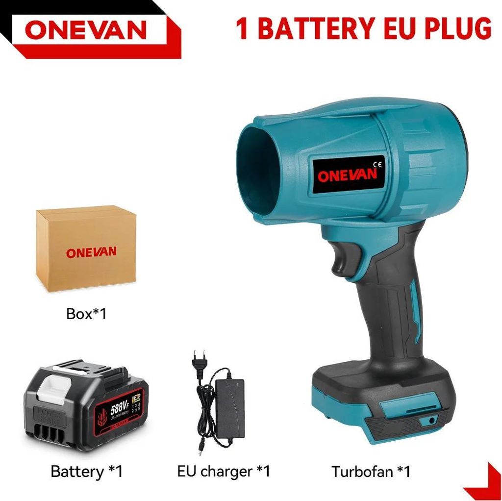 Elektrischer Laubbläser - Kabelloses Turbo-Gebläse - 1x588VF Akkupack - Bürstenloser Motor - 200 m/s - 2000 W - EU-Stecker - Gold