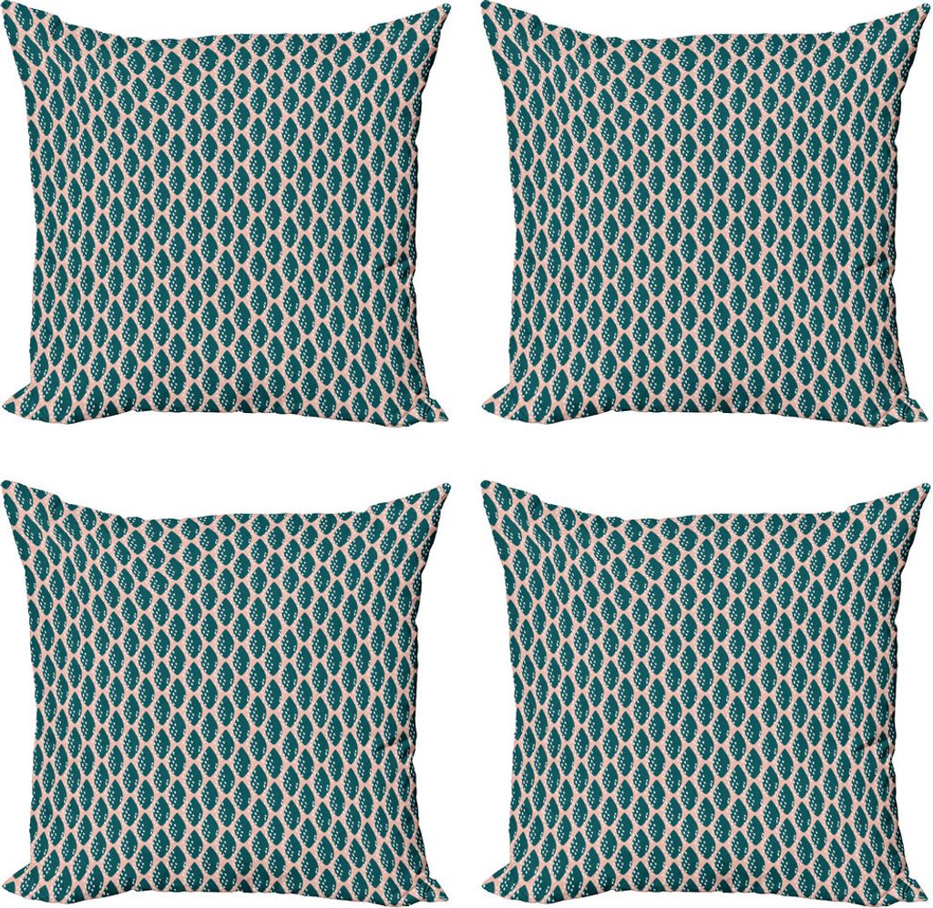 ABAKUHAUS Abstrakt Kissenbezug Set (4 Stück), Hand gezeichnet Strokes, Moderner Doppelseitiger Digitaldruck, 50 cm x 50 cm, Dunkle Teal Blush