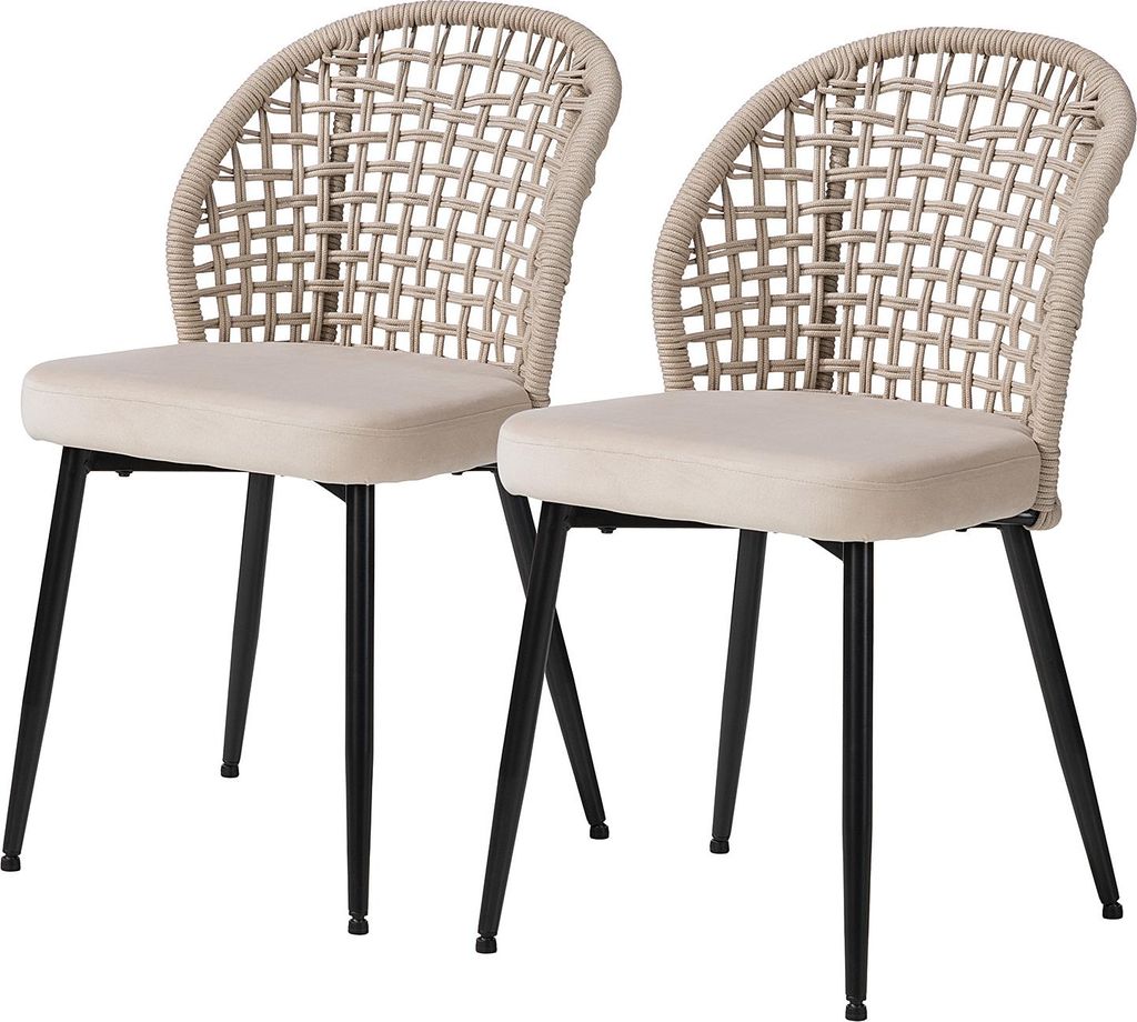 home24 Esszimmerstuhl 2er-Set - Samt / Stahl - Beige / Produktbild 