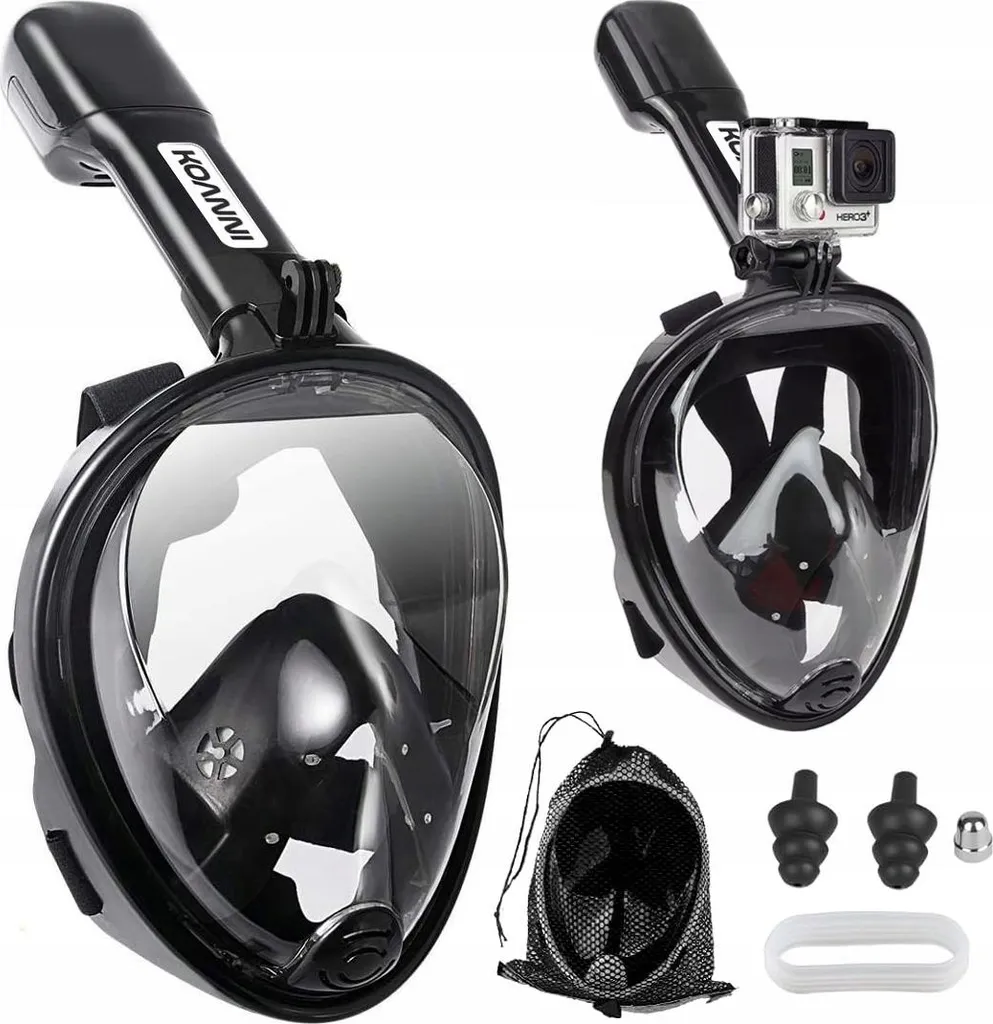 Masque de snorkeling plein visage L/XL avec tuba pliant ergonomique
