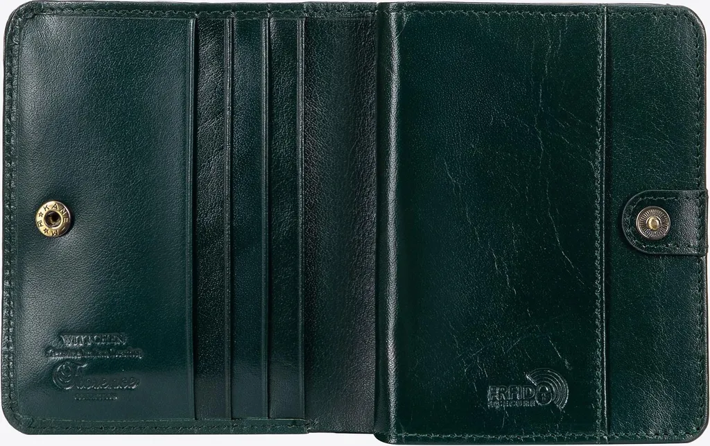Portefeuille Wittchen cuir verni vert format vertical haute finition