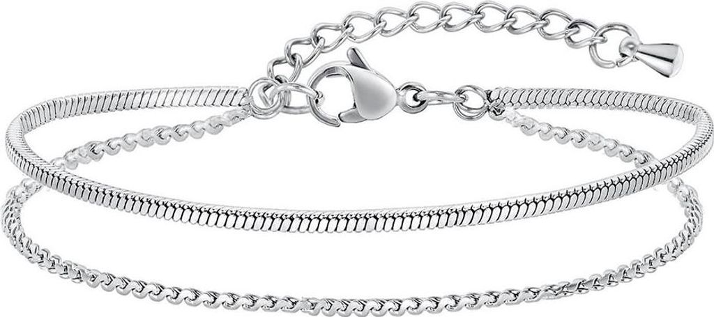 Armband mehrreihig: Armkette aus Edelstahl Silber