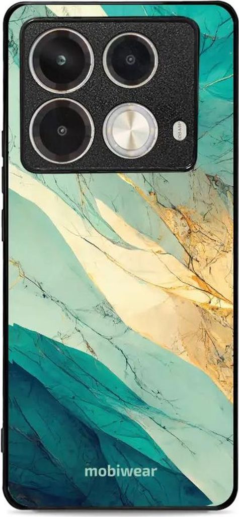 Handyhülle für Infinix Note 40 Pro, Mobiwear Glossy Case, Türkis-Marmor