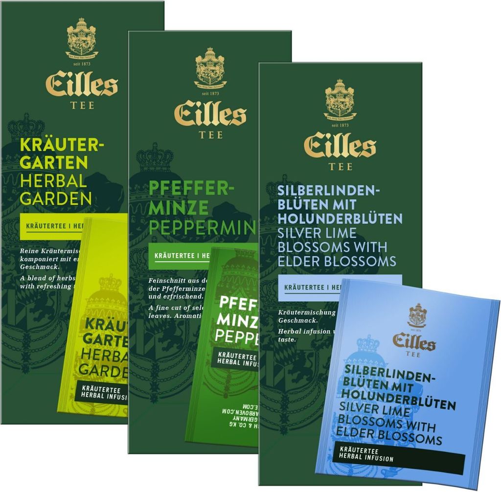 KRÄUTER BEST Set mit drei beliebte Sorten der EILLES Teebeteutel Deluxe