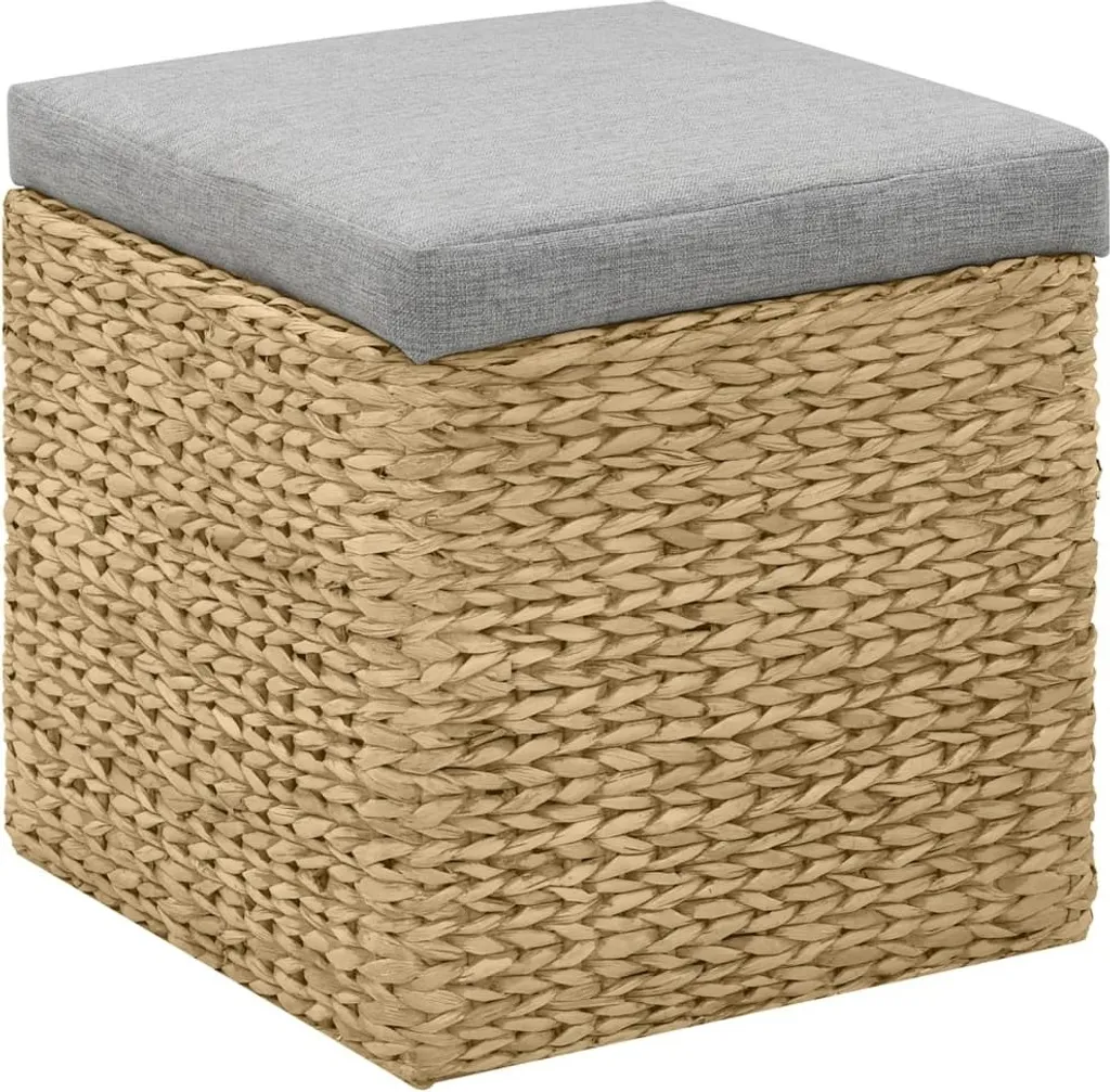 Optimisez l'espace : Set 2 ottomans gris de rangement en jonc de mer