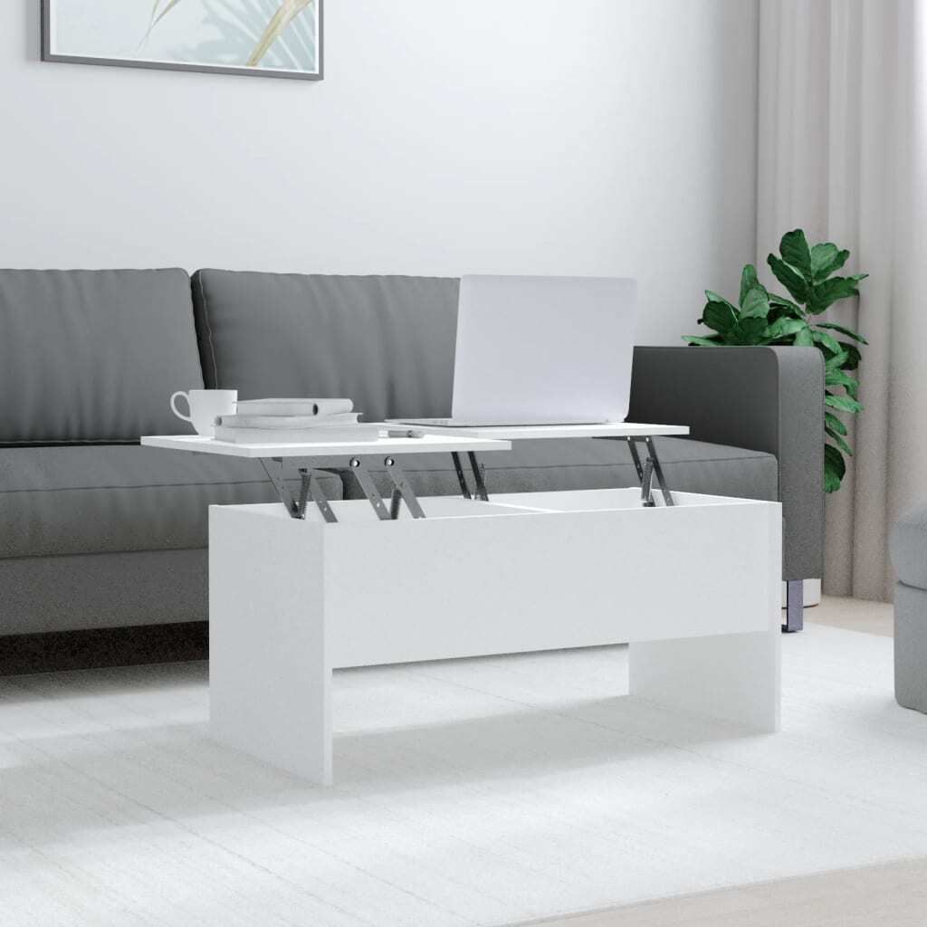 The Living Store Couchtisch Weiß 102x50,5x46,5 cm Holzwerkstoff