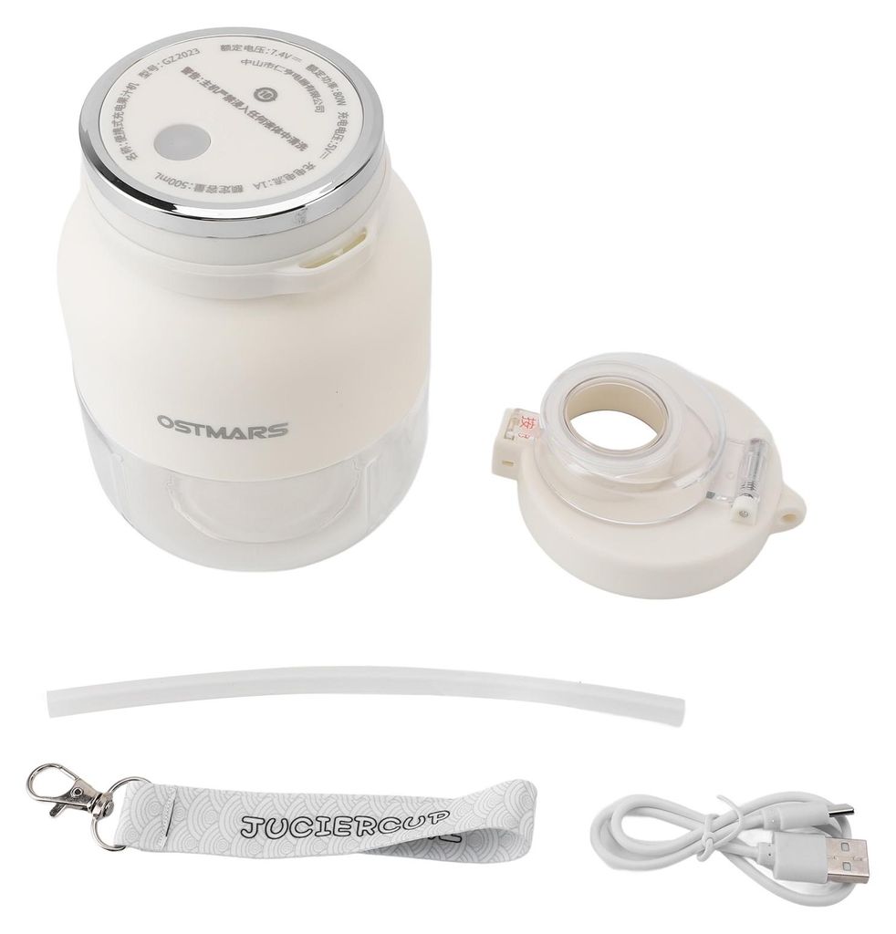 Tragbarer Mixbecher mit 6 Klingen, elektrischer Entsafter und Mixer, tragbar, über USB aufladbar, 500 ml Fassungsvermögen, Mixer in Handgröße