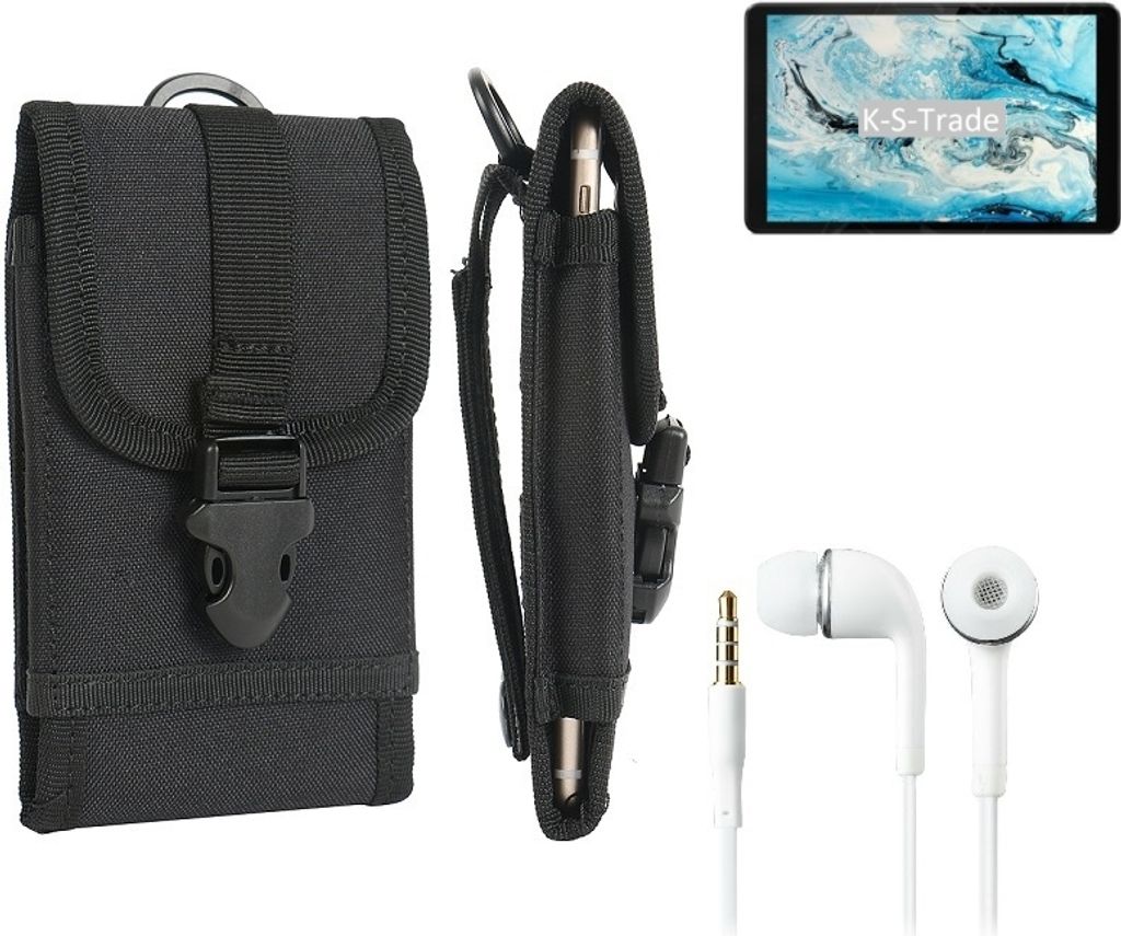 K-S-Trade Holster Schutz Hülle kompatibel mit Huawei Enjoy 20 5G Gürteltasche Handy Hülle Tasche outdoor Seitentasche schwarz 1x + Kopfhörer