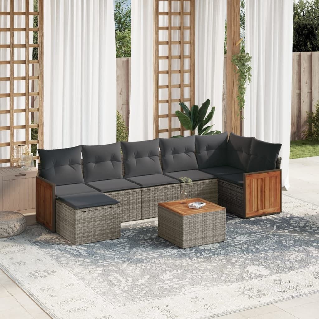 Maison Exclusive - 8-tlg. Garten-Sofagarnitur mit Kissen Grau Poly Rattan