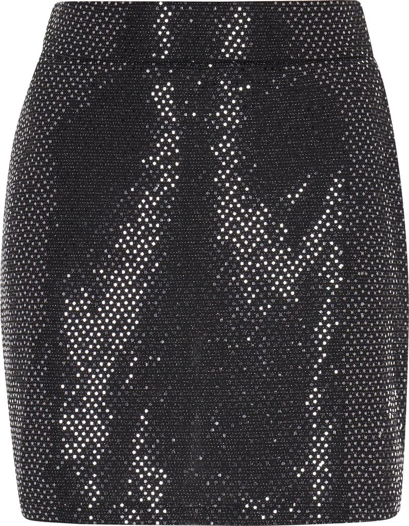 Damen Party Minirock in Schwarz, Größe S, mit schimmerndem Metallic-Finish