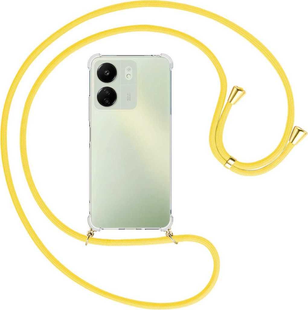 Handykette Backcover-Schutzhülle mit Band (Metall goldfarben) für Xiaomi Redmi 13C (6.71'') - gelb