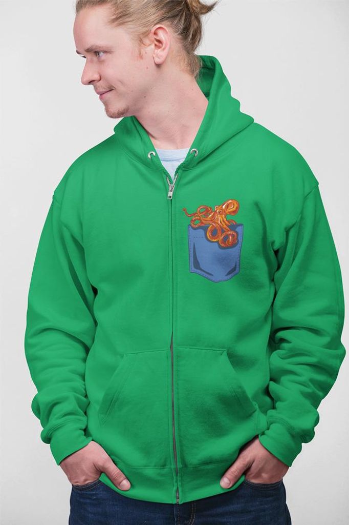 D&B Uni Hoodie ZIPPO00022 Octopus Grün-Größe 3XL