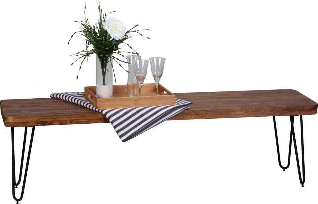 Banc d'Entrée en Bois de Sheesham 160 cm Idéal pour Chausser la Famille