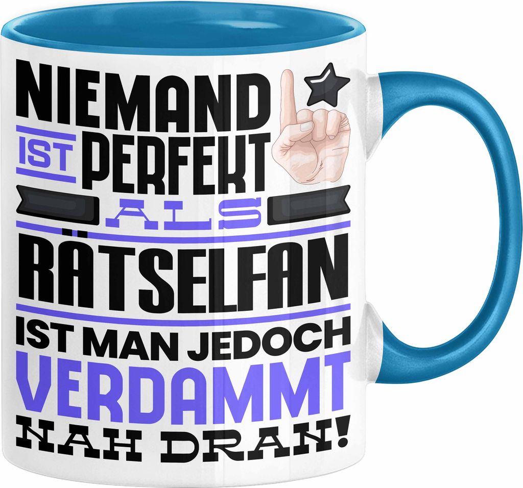 Rätselfan Geschenk Tasse Lustige Geschenkidee für Rätselfan Geburtstag Kaffee-Becher Niemand Ist Perfekt Aber Als Rätselfan Ist Man Nah Dran (B...