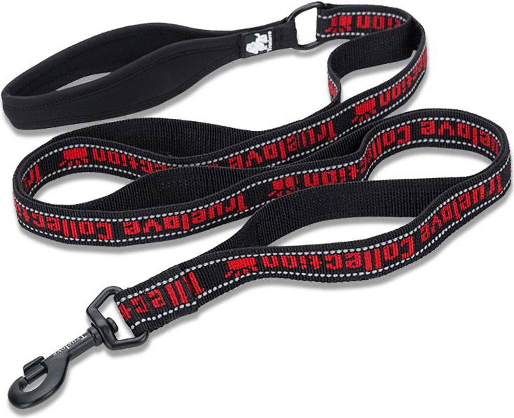 TrueLove Nylon Leine mit Neopren unterlegtem Griff schwarz/rot, Größe: L