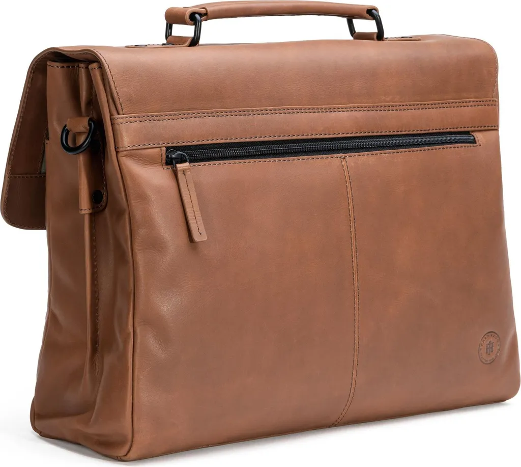 Serviette cuir Nashville 2F Mid Brown avec double compartiment ordinateur - 2