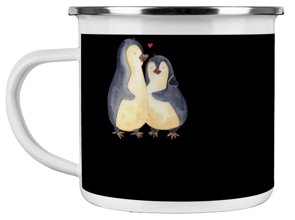 Mr. & Mrs. Panda Emaille Becher 25. Hochzeitstag Silberne Hochzeit - Schwarz - Geschenk, Campingbecher, dekoratives Element, Heiraten, Glückwünsc...