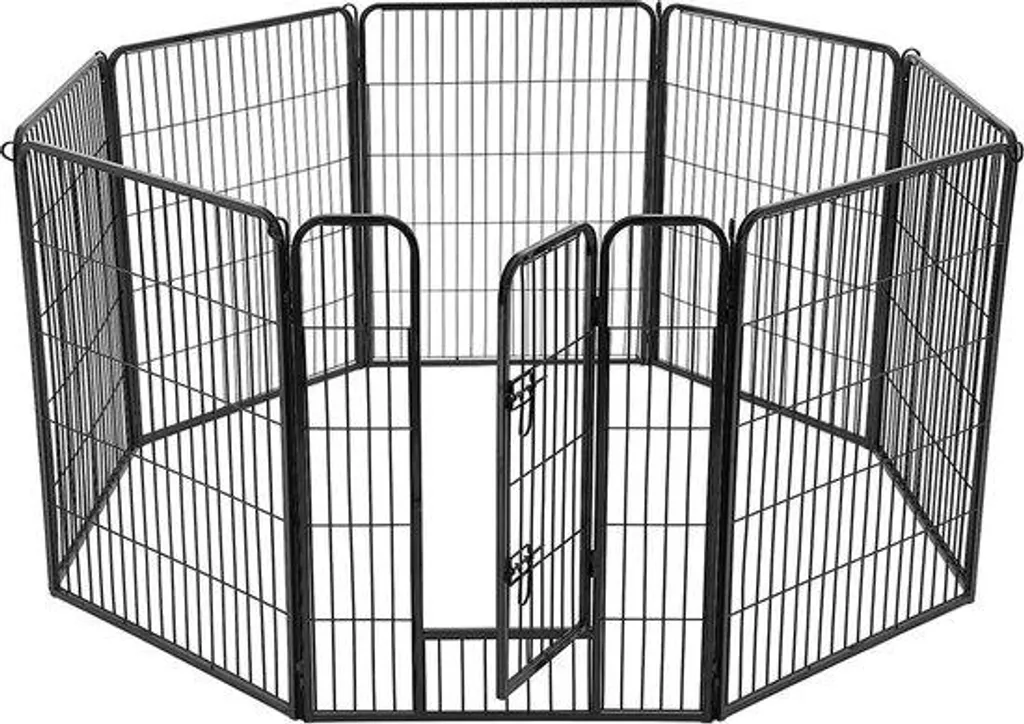 Enclos pour animaux de compagnie noir 8 panneaux - Parc de jeu 100cm