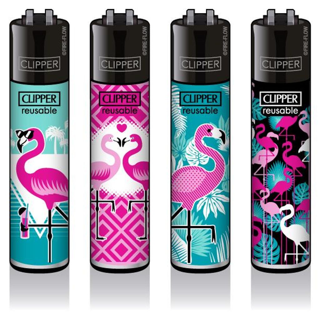 Clipper Feuerzeuge 4er Set : Flamingos