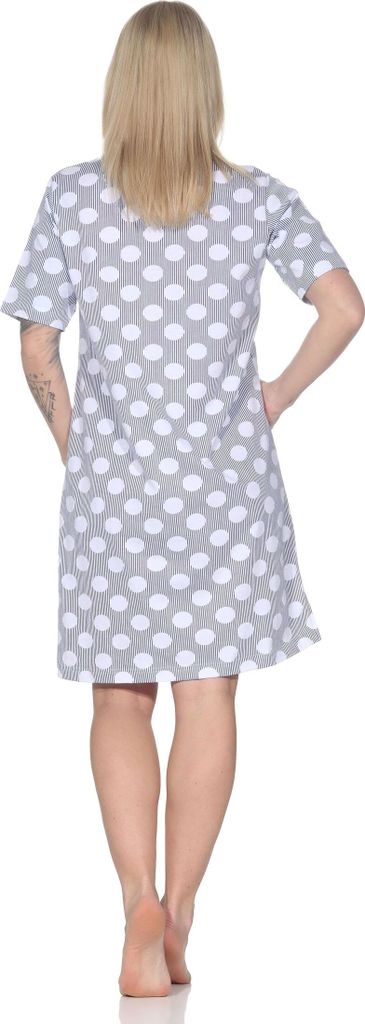 Normann Damen kurzarm Nachthemd in Tupfen-Punkte Optik - auch in Übergrößen ; marine , 48