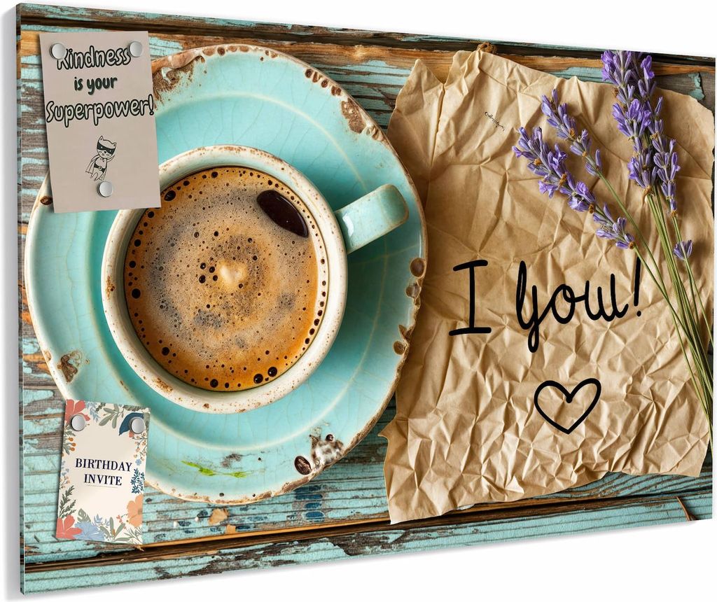 Magnettafel 60x40cm magnetisch & beschreibbar Metall-Board - Tasse und Lavendel