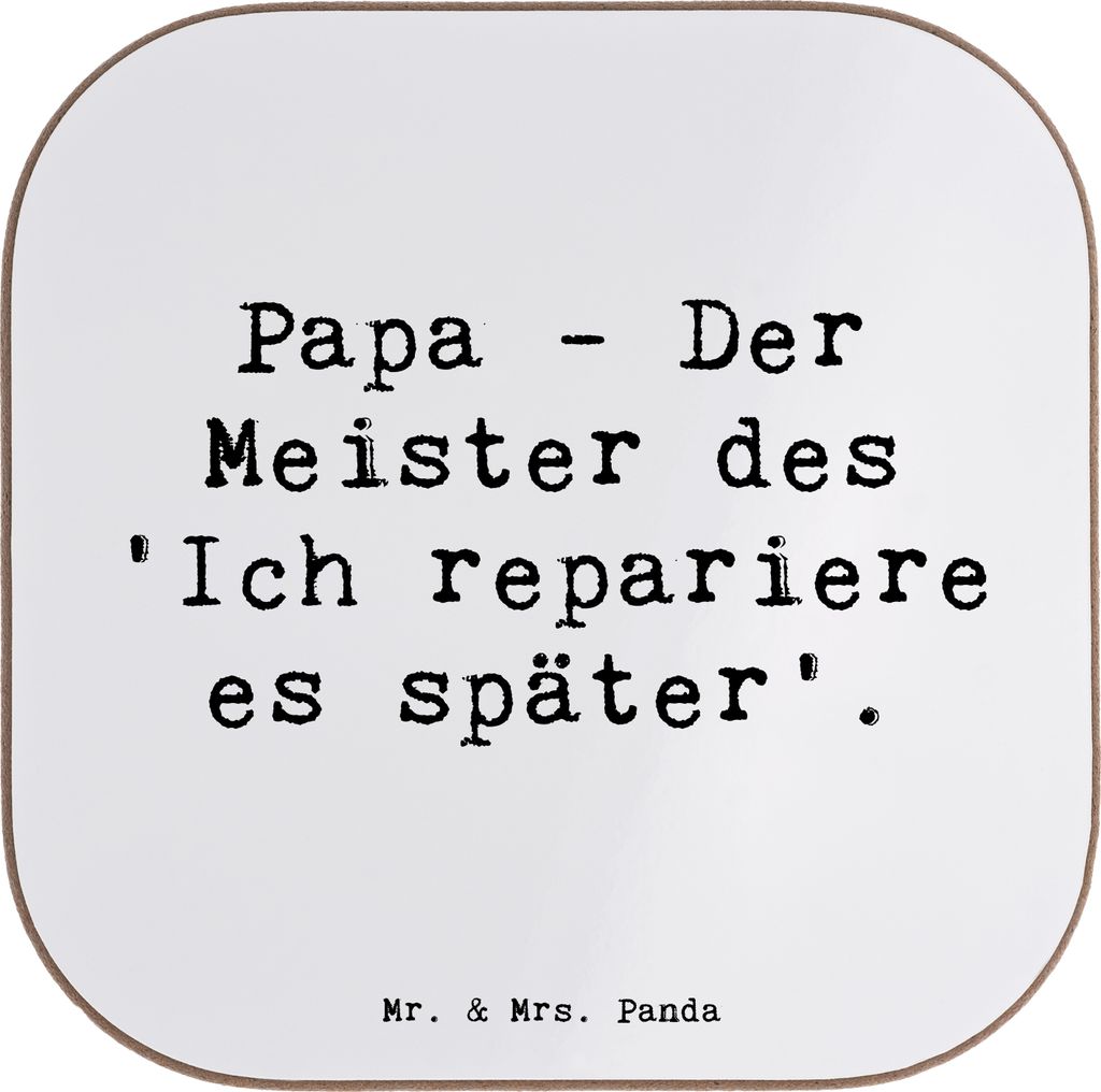 Mr. & Mrs. Panda Holzuntersetzer Spruch Papa Meister - Weiß - Geschenk, Verwandte, Untersetzer Tasse, Tassenuntersetzer, Daddy, bieruntersetzer, F...